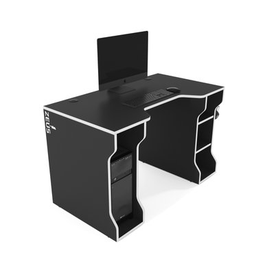 Геймерський стіл Zeus Tron-4 чорний/білий 10046 фото