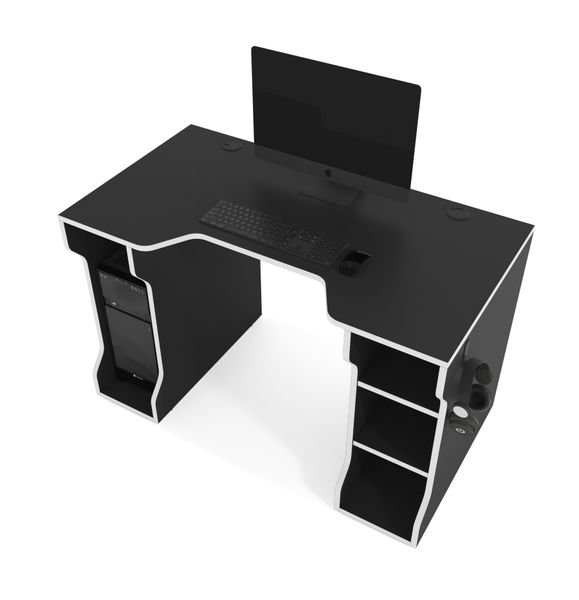 Геймерський стіл Zeus Tron-4 чорний/білий 10046 фото