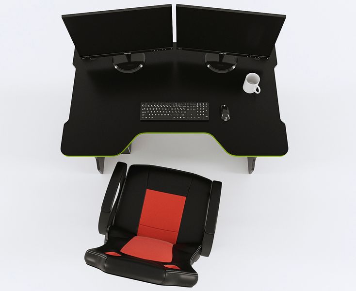 Геймерський стіл Zeus Tron чорний/зелений 10011 фото