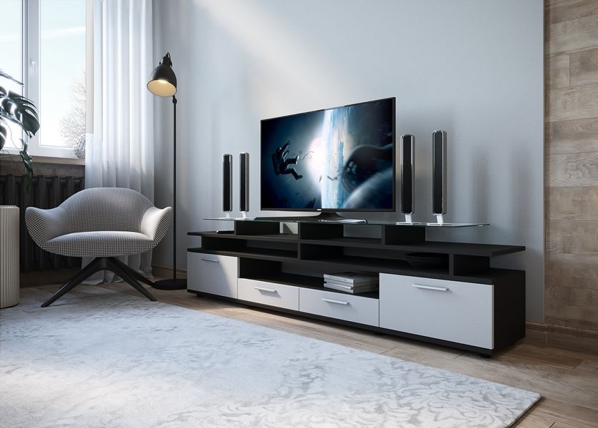Тумба для телевізора Comfy Home Cinema чорний/білий 10180 фото