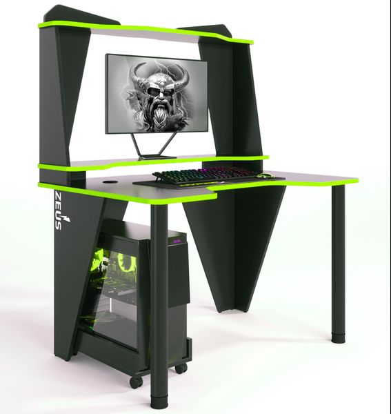 Геймерський стіл Zeus Ivar-2 1200 чорний/зелений 10109 фото