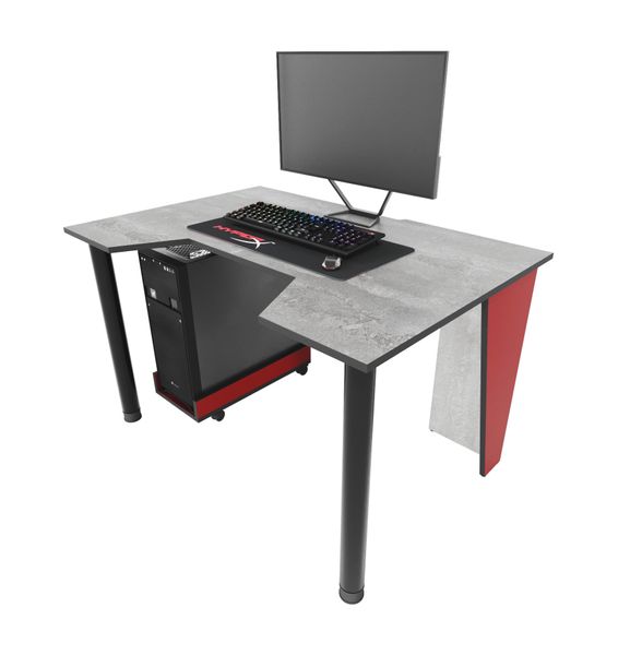 Геймерський стіл Zeus Gamer-1 бетон/червоний 10026 фото