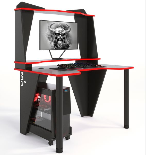 Геймерський стіл Zeus Ivar-3 1400 чорний/червоний 10115 фото