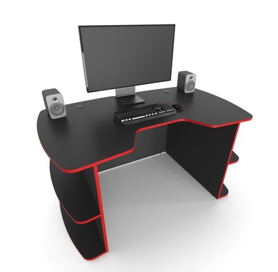 Геймерский стол Zeus Floki-2 черный/красный 10078 фото