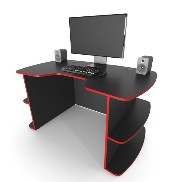 Геймерський стіл Zeus Floki-2 чорний/червоний 10078 фото